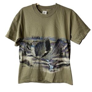 VINTAGE‎ | ‘91 San Ségal AOP Denali Point Alaska Graphic Tee - Green - Sz Medium